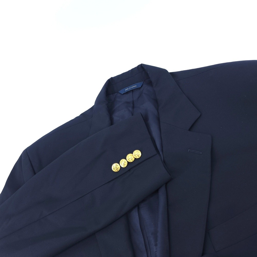 Brooks Brothers Mens Blazer Wool Navy 46R Loro Piana Fabric Gold Buttons